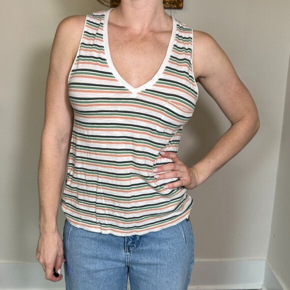 Madewell 100% Cotton Striped Sleeveless Top Size Small - Picture 2 of 8